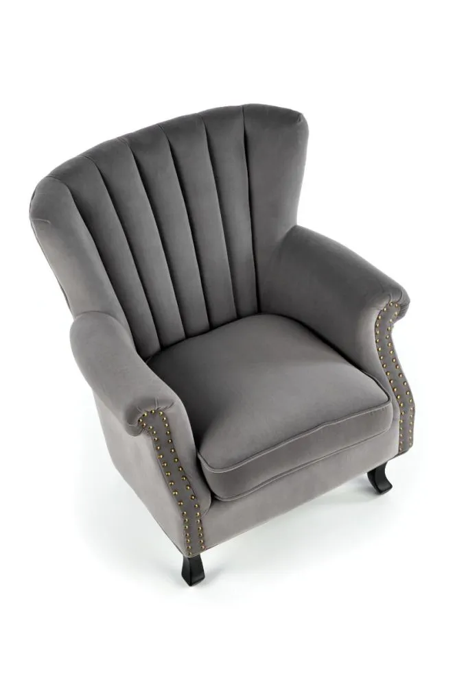 Fotel do salonu TITAN VELVET szary w stylu ludwikowskim | MIRAT.