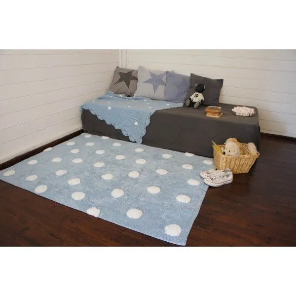 Dywan dziecięcy TOPOS AZUL/BLUE 120x160 niebieski w białe kropki | MIRAT.