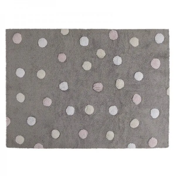 Dywan dziecięcy TOPOS TRICOLOR GREY ROSA/PINK 120x160 szary w kropki | MIRAT.
