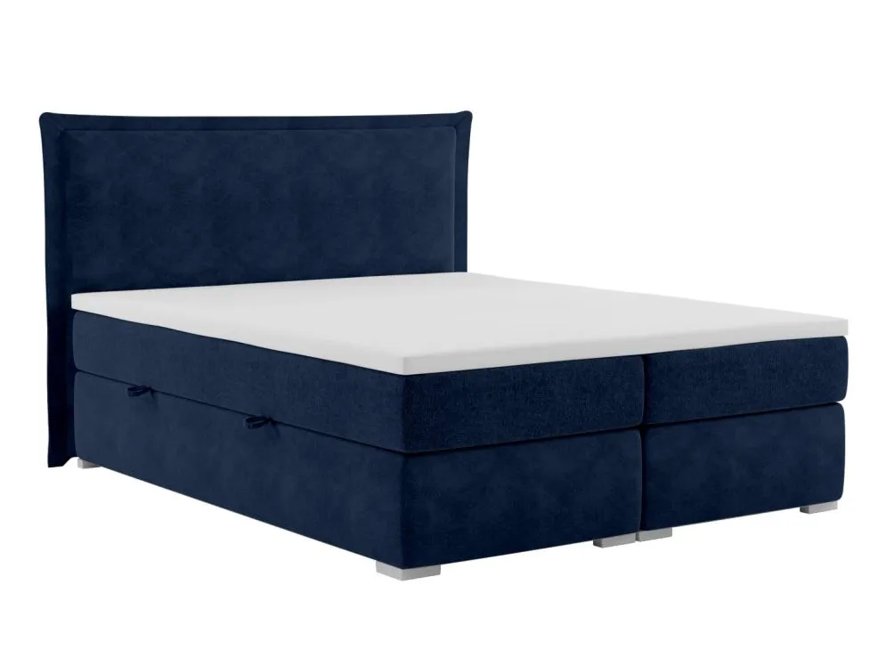 Łóżko kontynentalne VADUZ 180 granatowe velvet tapicerowane | MIRAT. styl GLAMOUR