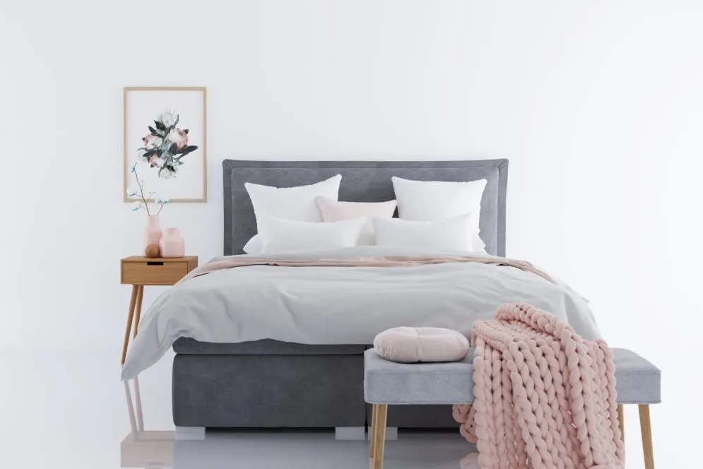 Łóżko kontynentalne VADUZ 180 granatowe velvet tapicerowane | MIRAT. styl GLAMOUR