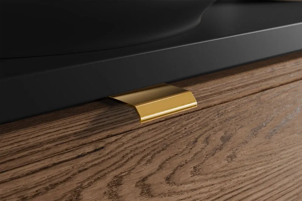 Szafka pod umywalkę nablatową TALIA CASELLA 2S 60cm dąb casella/czarny mat z blatem MIRAT. styl KLASYCZNY, LOFT