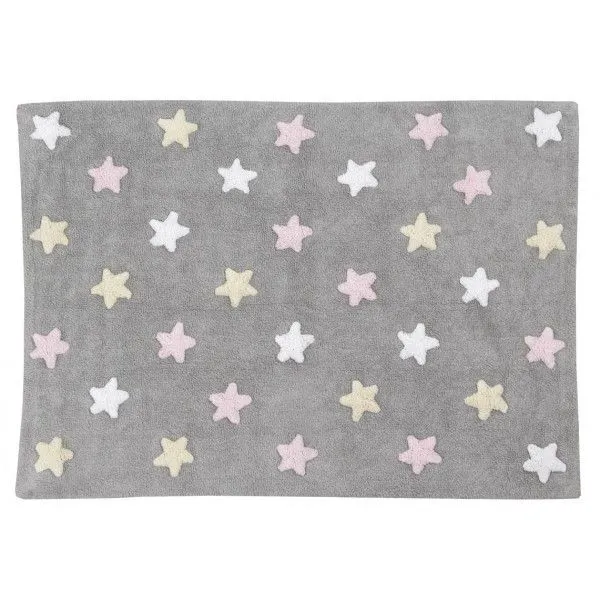 Dywan dziecięcy TRICOLOR STAR 120x160 szary/różowy w gwiazdki | MIRAT.