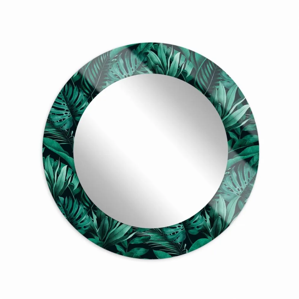 Wiszące lustro okrągłe MORENA TROPICAL 80cm ciemne zielone I sklep meblowy MIRAT.