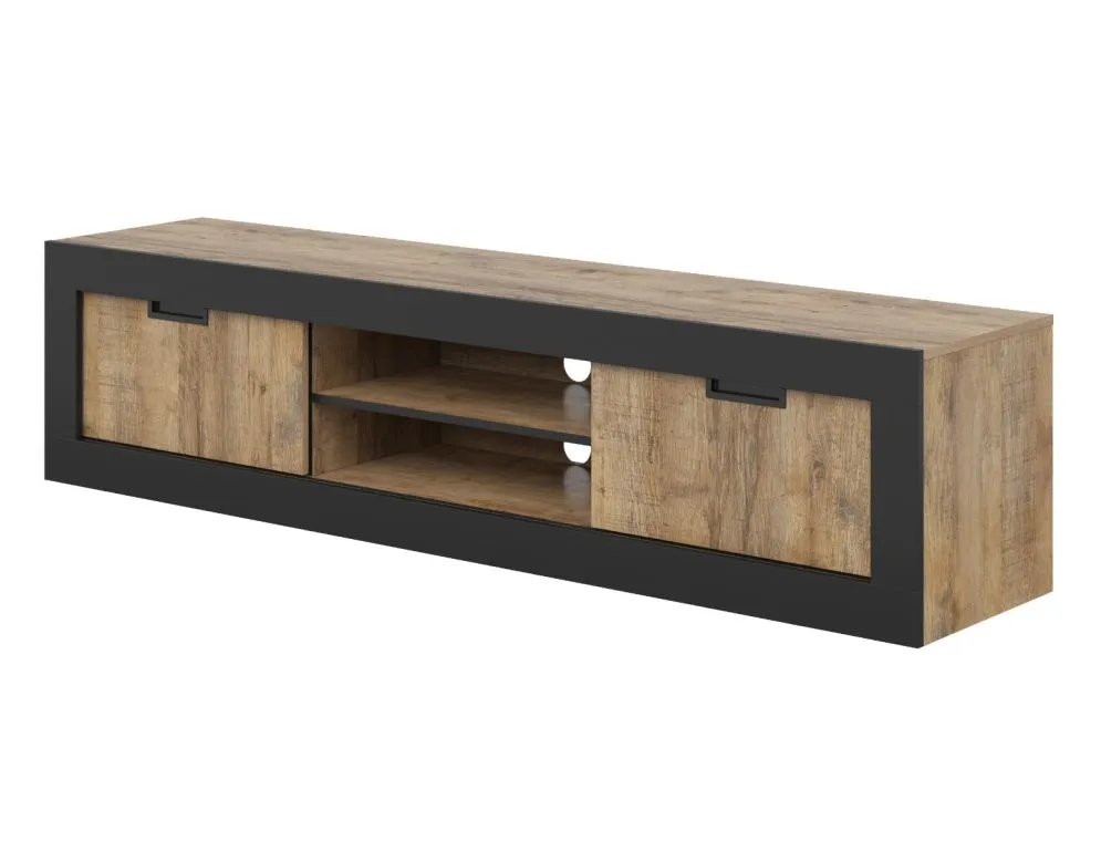 Szafka RTV DADES 2D 180cm dąb samdal/czarny mat stojąca I sklep meblowy MIRAT. styl LOFT