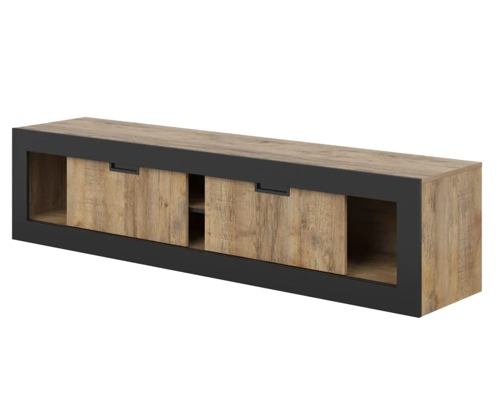 Szafka RTV DADES 2D 180cm dąb samdal/czarny mat stojąca I sklep meblowy MIRAT. styl LOFT