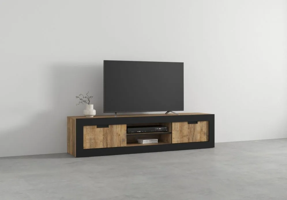 Szafka RTV DADES 2D 180cm dąb samdal/czarny mat stojąca I sklep meblowy MIRAT. styl LOFT