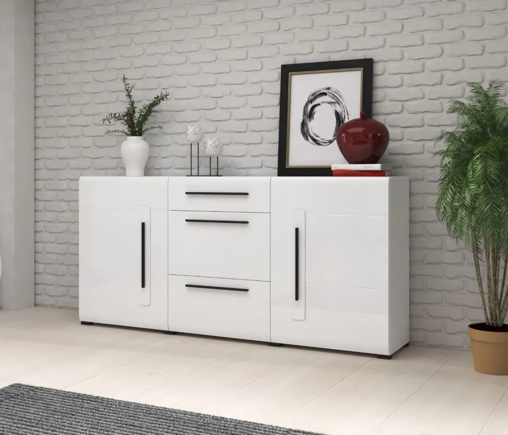 Komoda TULSA 2D3S 180 biała połysk I sklep meblowy MIRAT. styl GLAMOUR kolekcja TULSA
