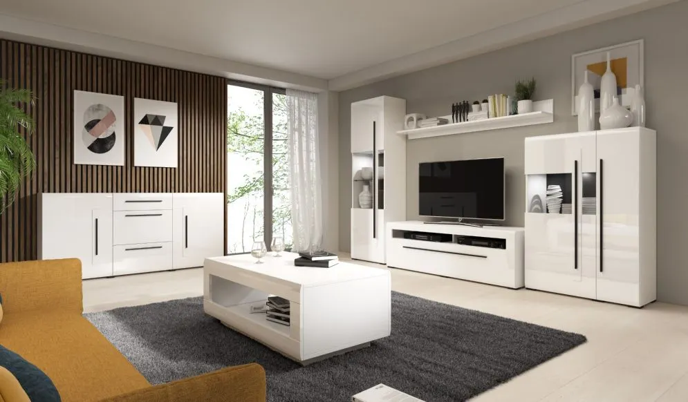 Komoda TULSA 1D3S 120 biała połysk I sklep meblowy MIRAT. styl GLAMOUR kolekcja TULSA