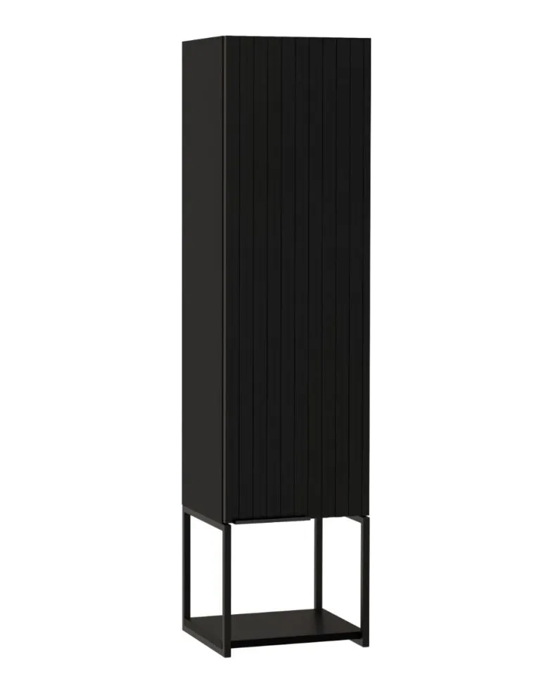 Szafka łazienkowa TURF BLACK INTAGE 1D 33cm czarna jednodrzwiowa I sklep meblowy MIRAT. styl LOFT, RYFLOWANY kolekcja TURF