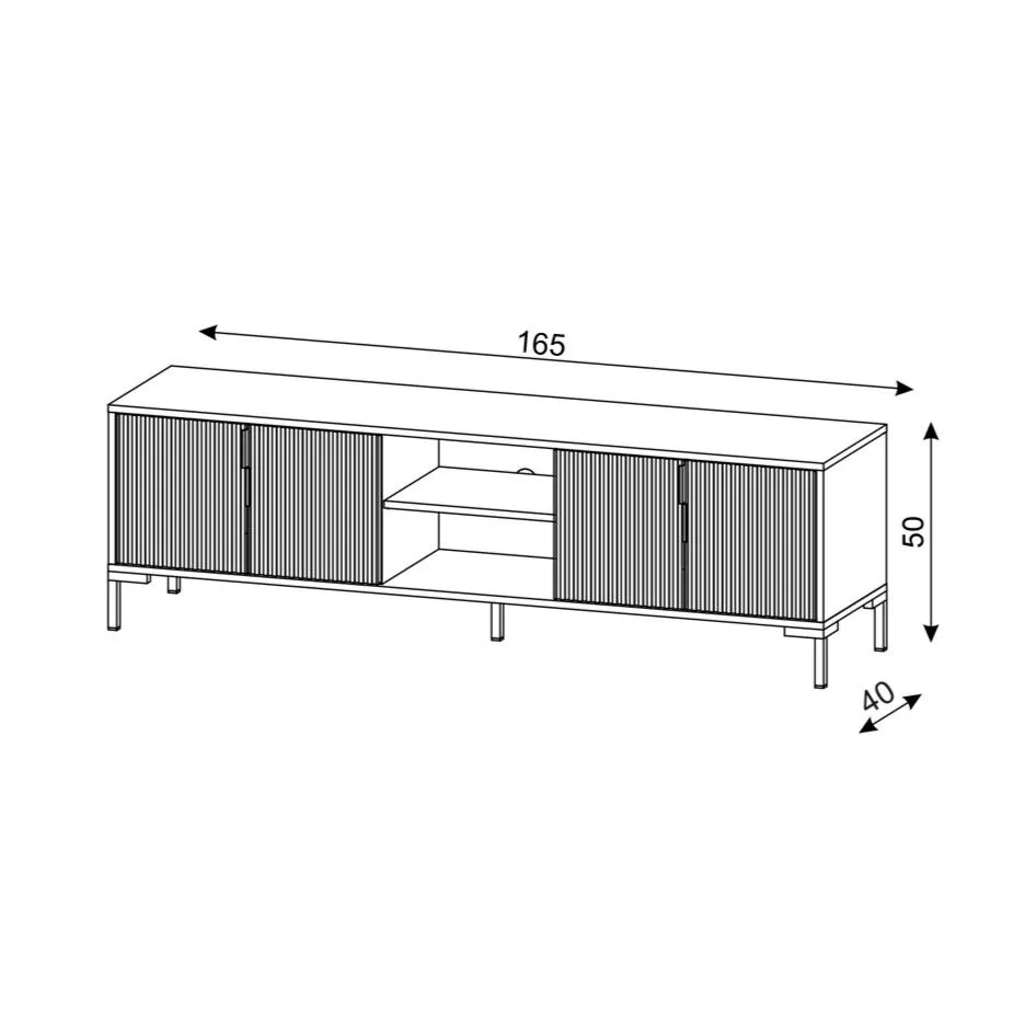 Szafka RTV FLINN 4D 165 czarna mat glamour I sklep meblowy MIRAT. styl GLAMOUR, LOFT