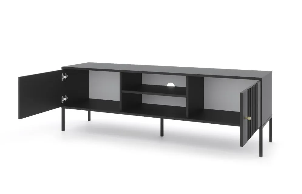 Szafka RTV ISEO 154 czarna mat loftowa I sklep meblowy MIRAT. styl LOFT, RYFLOWANY kolekcja ISEO