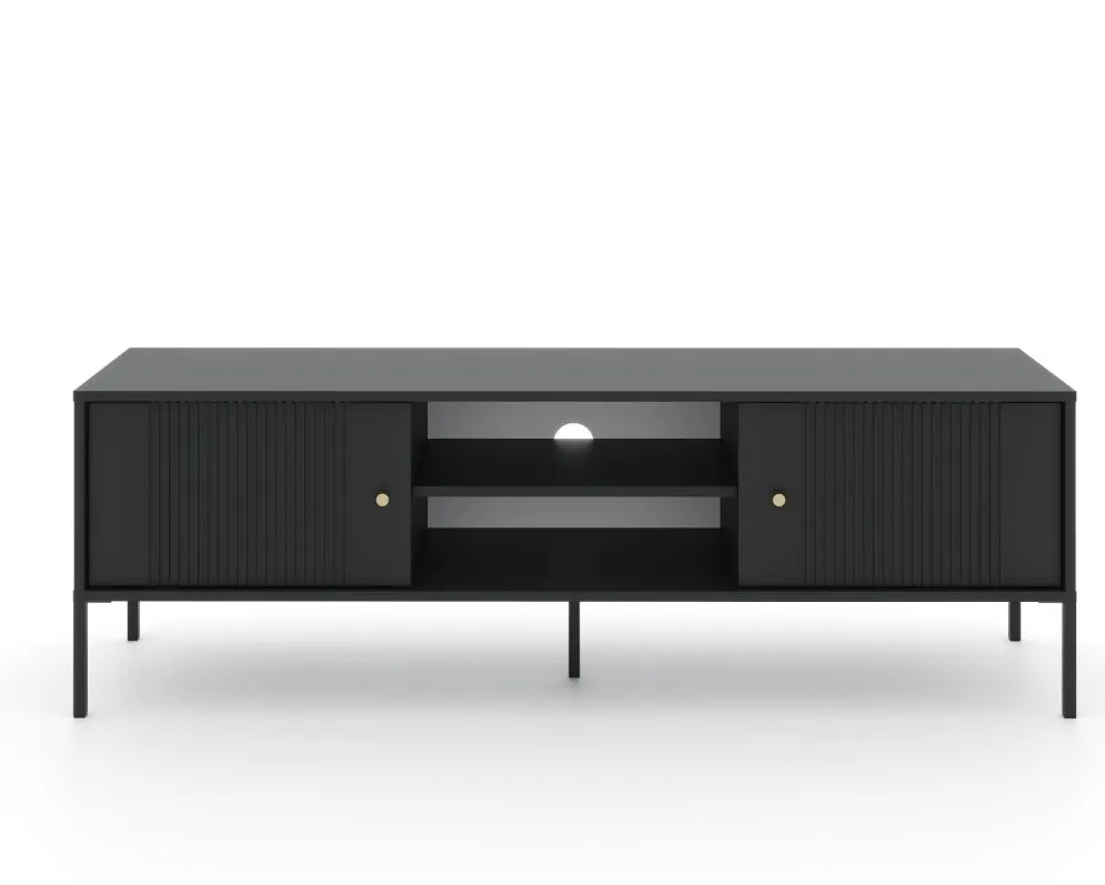Szafka RTV ISEO 154 czarna mat loftowa I sklep meblowy MIRAT. styl LOFT, RYFLOWANY kolekcja ISEO
