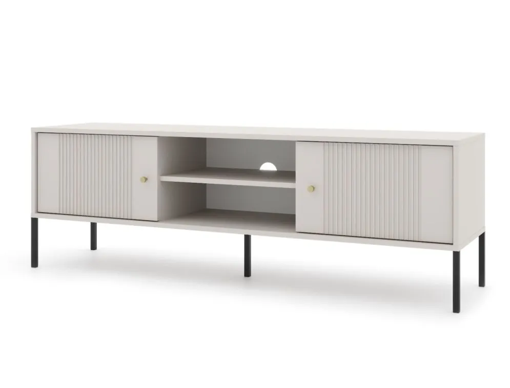 Szafka RTV ISEO 154 kaszmir mat/czarna na metalowych nogach I sklep meblowy MIRAT. styl GLAMOUR, LOFT, RYFLOWANY kolekcja ISEO