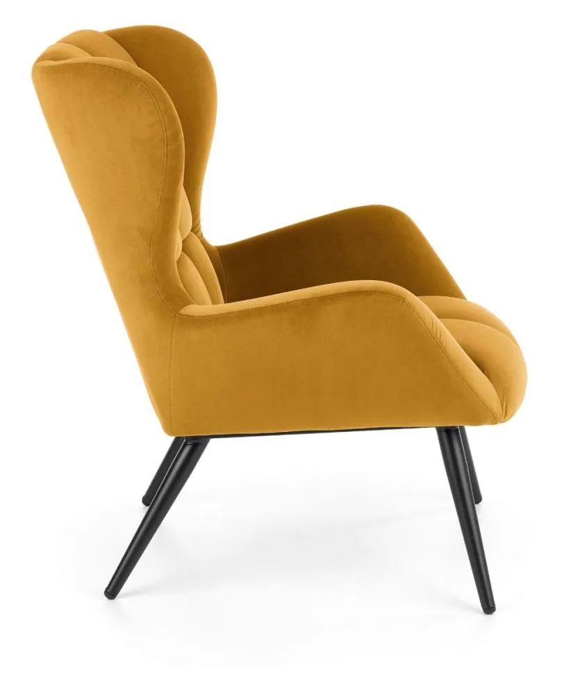 Fotel uszak TYRION VELVET musztardowy do salonu | MIRAT. w stylu LOFT kolekcja
