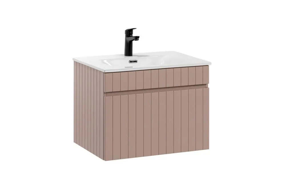Szafka pod umywalkę ICONIC ROSE 82 60 cm różowa ryflowane fronty I sklep meblowy MIRAT. styl RYFLOWANY