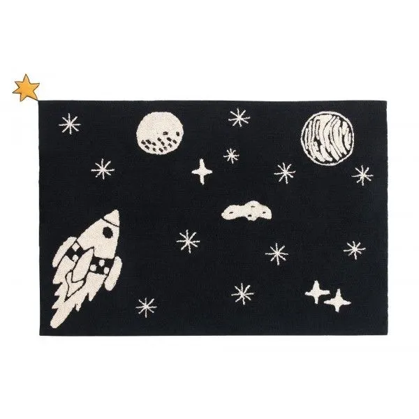 Dywan dziecięcy UNIVERSE 140x200 czarny przedstawiający kosmos | MIRAT.