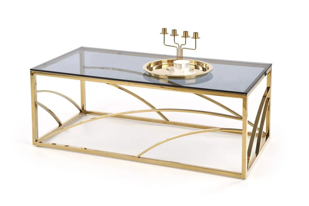 Prostokątna szklana ława złota w stylu glamour Universe 120x60