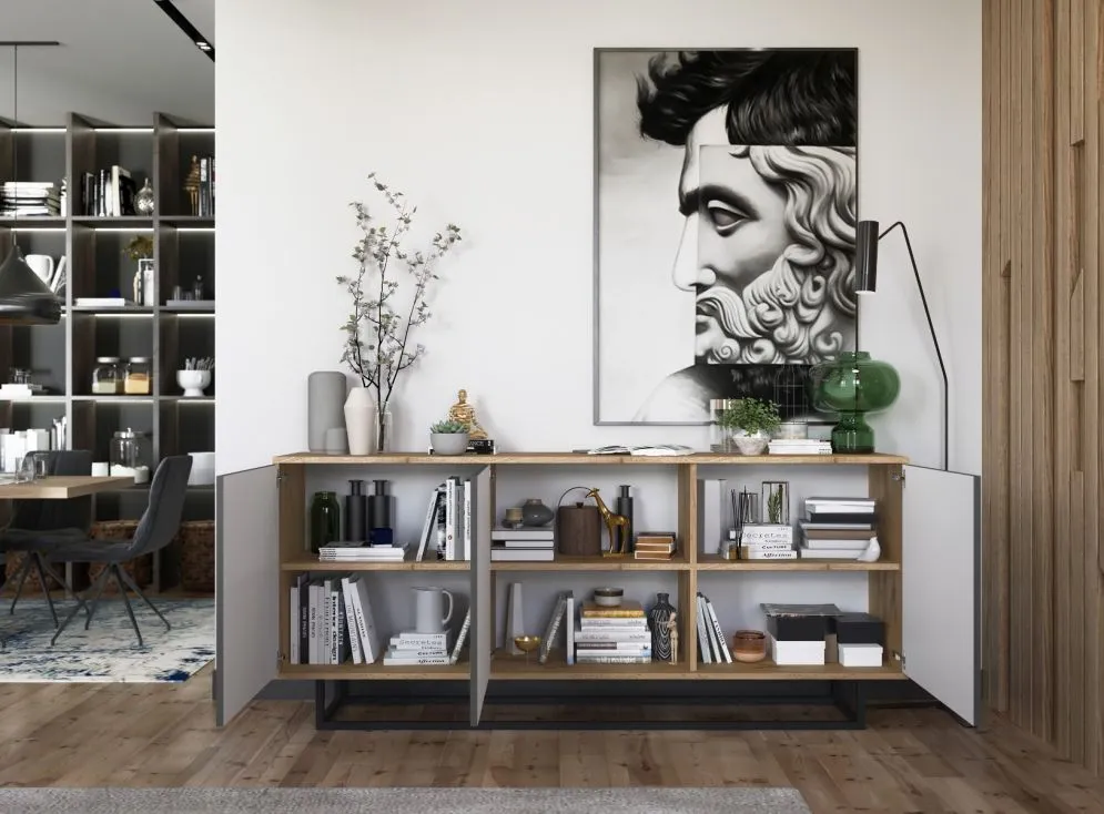 Komoda NILA 3D 168 dąb wotan/grafit mat w stylu loft | MIRAT. styl LOFT kolekcja NILA