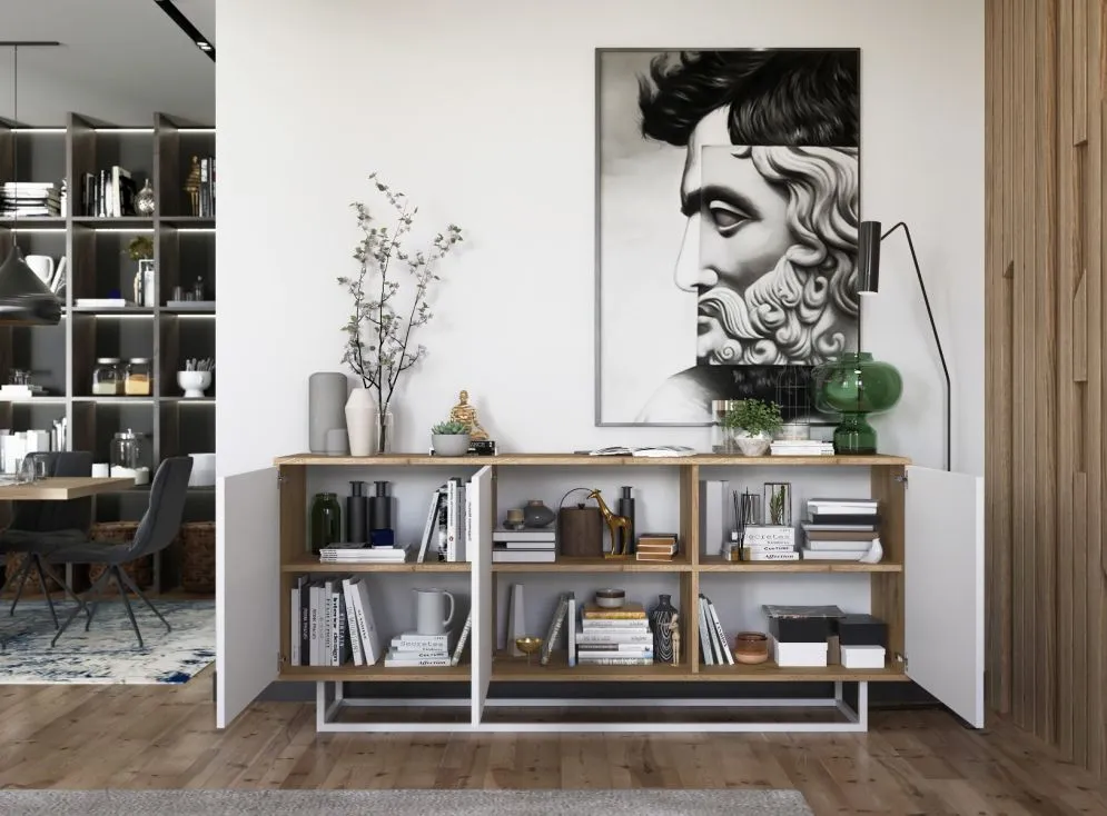 Komoda NILA 3D 168 dąb wotan/biała mat w stylu loft | MIRAT. styl LOFT kolekcja NILA