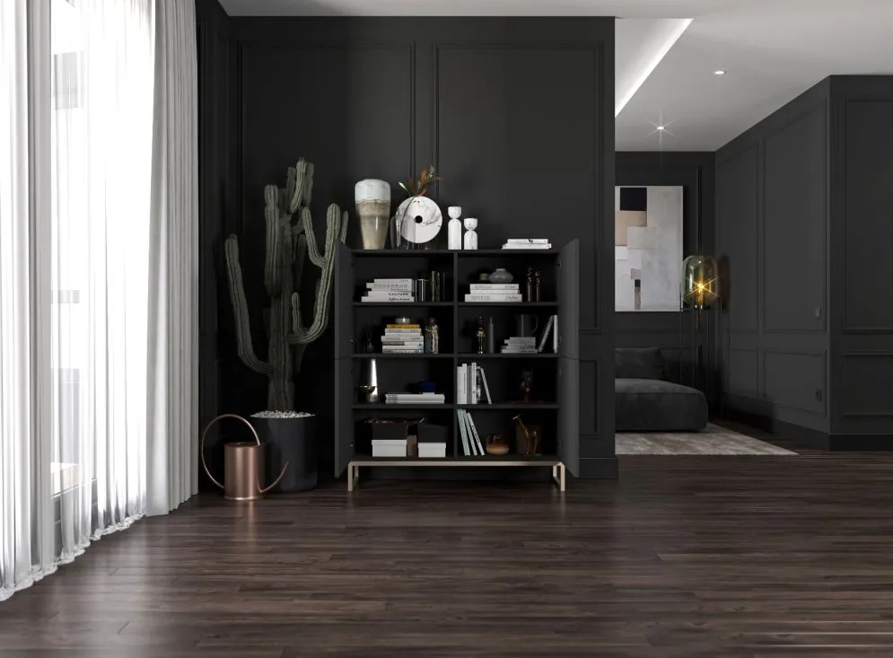 Komoda TAL 4D 112 czarna mat MEBLE LINDNER | MIRAT. styl RYFLOWANY kolekcja TAL