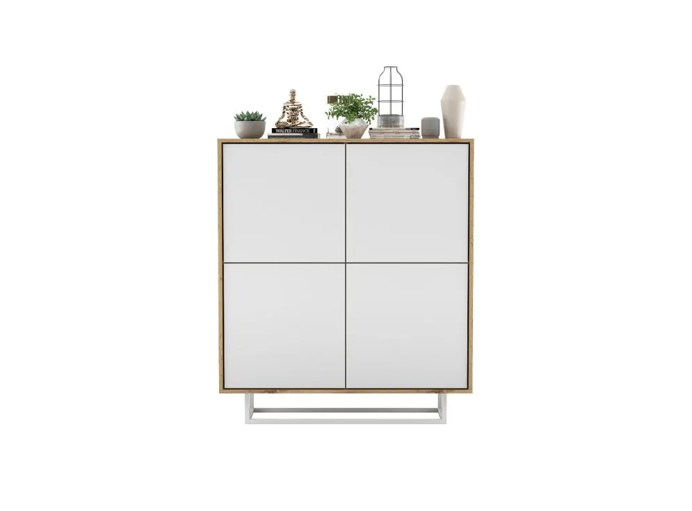 Komoda NILA 4D 113 dąb wotan/biała mat czterodrzwiowa | MIRAT. styl LOFT kolekcja NILA