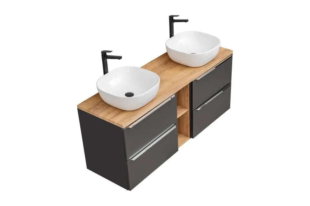 Nablatowa szafka pod umywalkę CAPRI 820 + CAPRI 820 + CAPRI 810 czarna mat | MIRAT. w stylu  kolekcja CAPRI