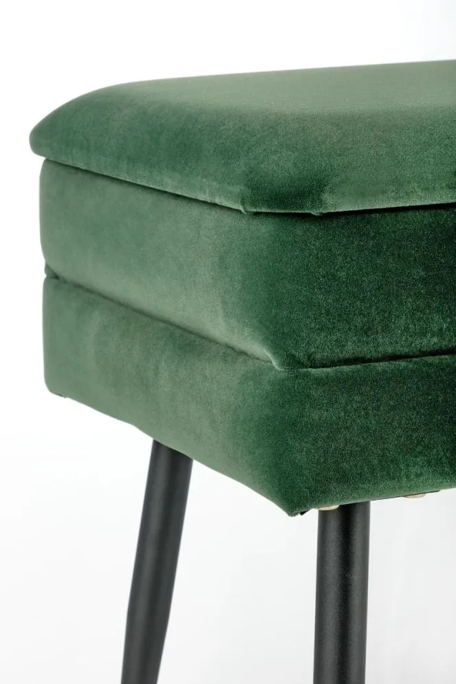 Ławka VELVA VELVET ciemnozielona z pojemnikiem w stylu loft | MIRAT. styl LOFT