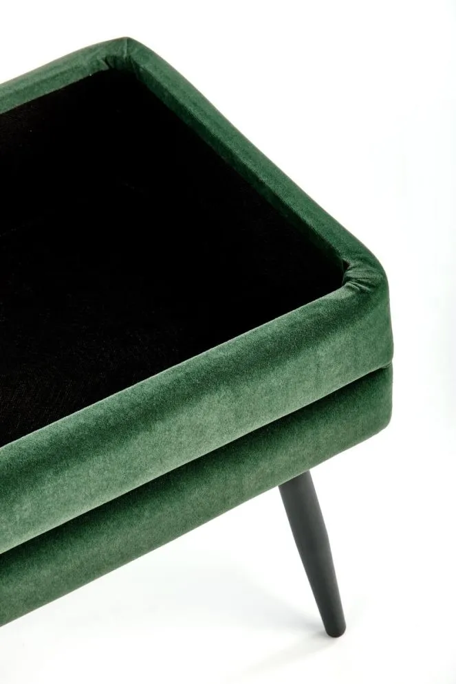 Ławka VELVA VELVET ciemnozielona z pojemnikiem w stylu loft | MIRAT. styl LOFT
