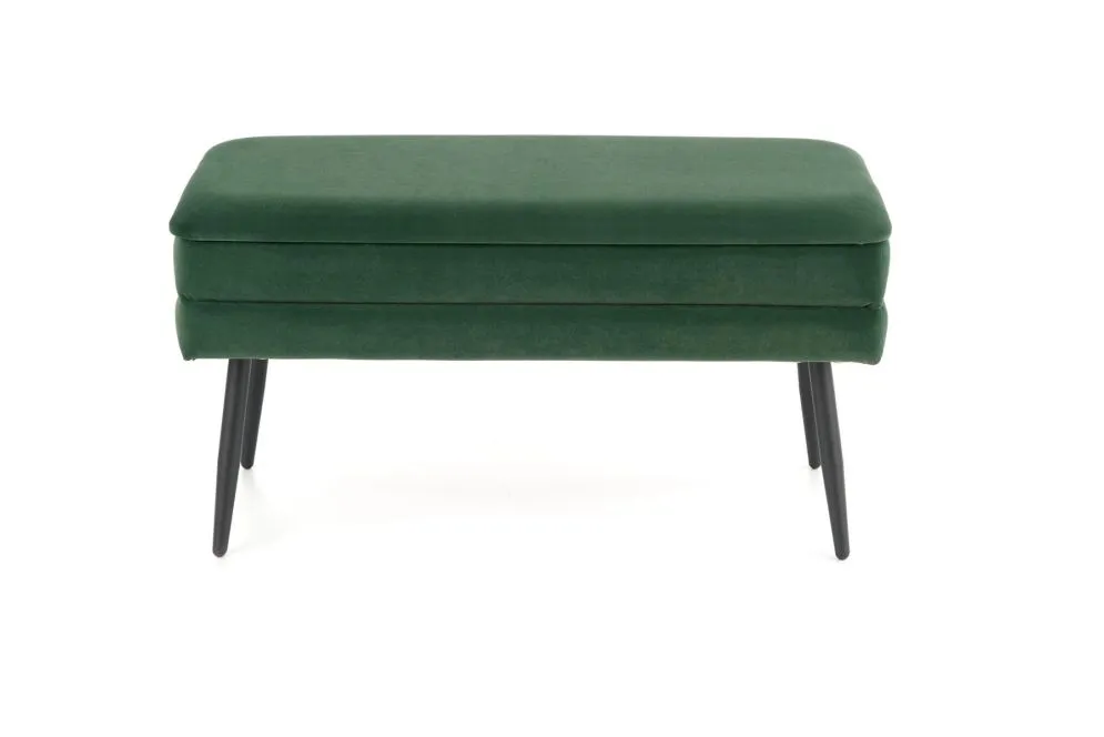 Ławka VELVA VELVET ciemnozielona z pojemnikiem w stylu loft | MIRAT. styl LOFT