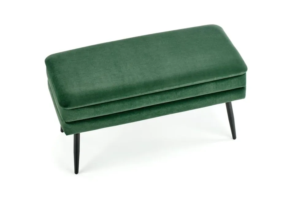 Ławka VELVA VELVET ciemnozielona z pojemnikiem w stylu loft | MIRAT. styl LOFT