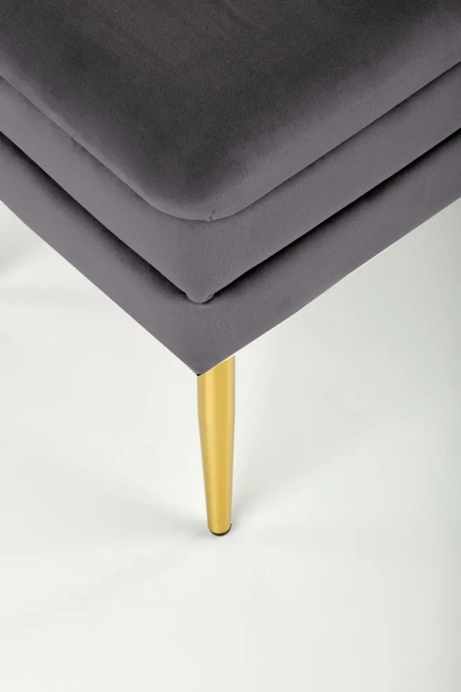 Ławka VELVA VELVET szara ze złotymi nogami | MIRAT. styl GLAMOUR
