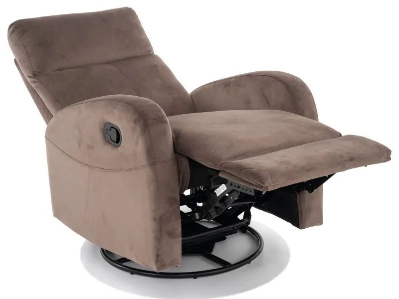 Fotel 3w1 obrotowy bujany i rozkładany Olimp Velvet cappuccino | MIRAT