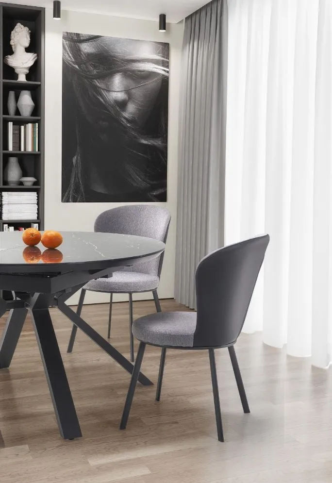 Stół rozkładany VERTIGO 130(180)x130 czarny marmur okrągły | MIRAT. w stylu LOFT kolekcja