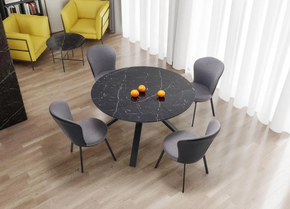 Stół rozkładany VERTIGO 130(180)x130 czarny marmur okrągły | MIRAT. w stylu LOFT kolekcja