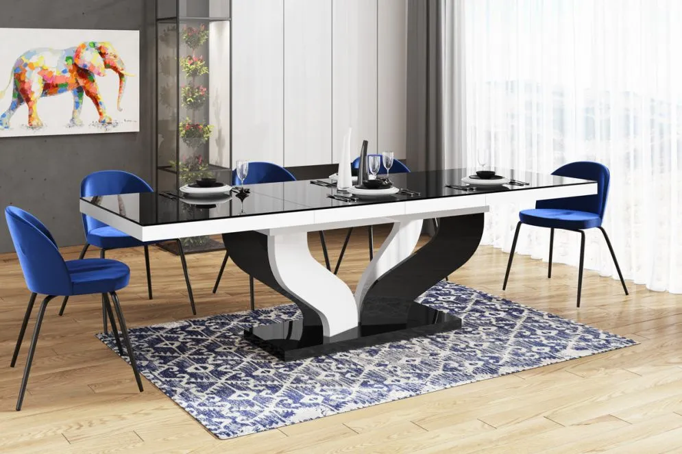 Stół VIVA czarny połysk/biały połysk rozkładany designerski | MIRAT. w stylu kolekcja