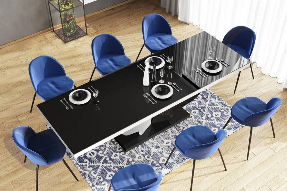 Stół VIVA czarny połysk/biały połysk rozkładany designerski | MIRAT. w stylu kolekcja