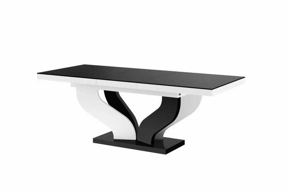 Stół VIVA czarny połysk/biały połysk rozkładany designerski | MIRAT. w stylu kolekcja