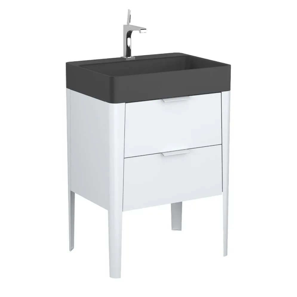 Umywalka meblowa kwarcowa VIBE 60 cm czarna mat bez otworu | MIRAT