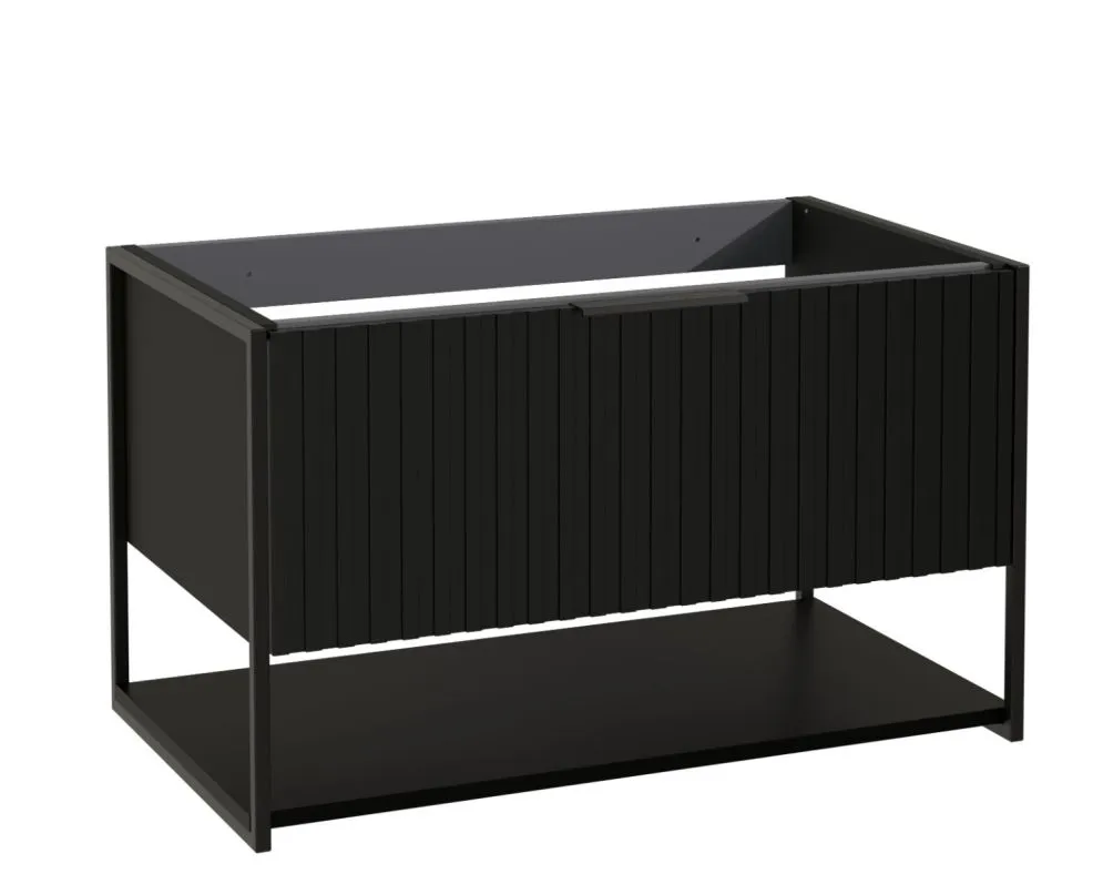 Szafka pod umywalkę TURF BLACK VINTAGE 80-1S 80cm czarna frezowane fronty I sklep meblowy MIRAT. styl LOFT, RYFLOWANY kolekcja TURF