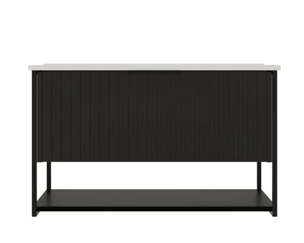 Szafka pod umywalkę TURF BLACK VINTAGE 80-1S 80cm czarna frezowane fronty I sklep meblowy MIRAT. styl LOFT, RYFLOWANY kolekcja TURF
