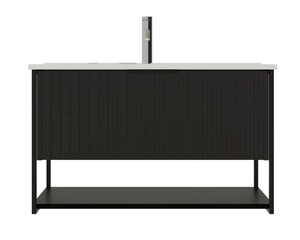Szafka pod umywalkę TURF BLACK VINTAGE 80-1S 80cm czarna frezowane fronty I sklep meblowy MIRAT. styl LOFT, RYFLOWANY kolekcja TURF