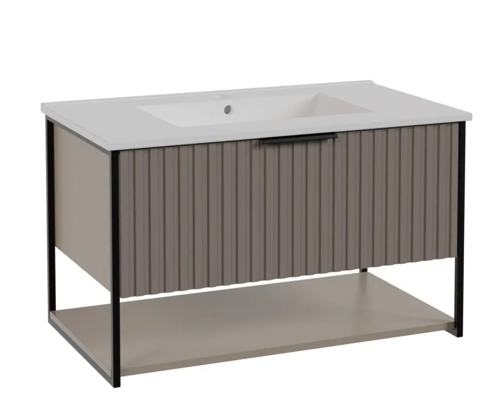 Szafka pod umywalkę TURF LOVERS GREY 80-1S 80cm szara ryflowane fronty I sklep meblowy MIRAT. styl RYFLOWANY kolekcja TURF
