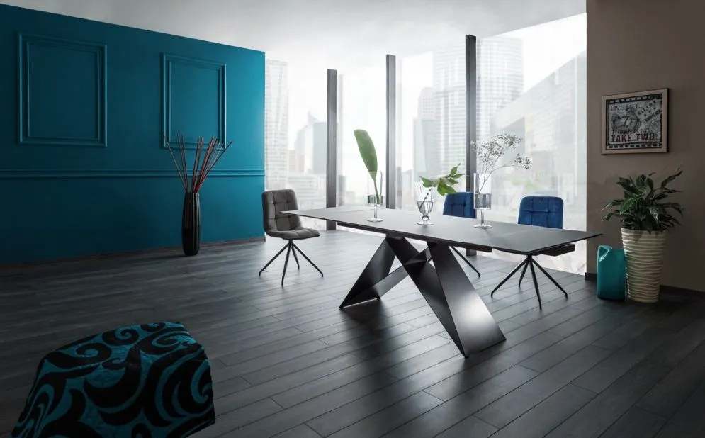 Stół WESTIN 160(240)x90 czarny rozkładany szklany w stylu nowoczesnym | MIRAT. w stylu kolekcja