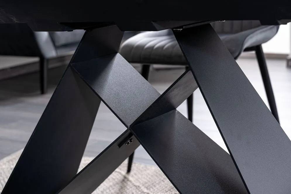 Stół rozkładany WESTIN SC 120(160)x80 biały marmur/czarny mat designerski | MIRAT. w stylu kolekcja