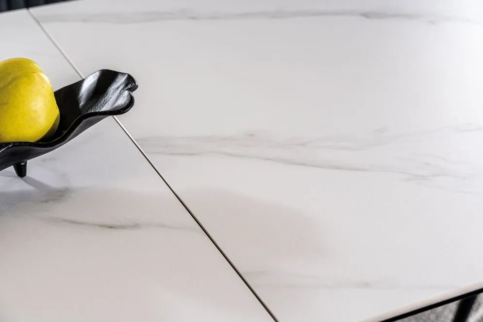 Stół rozkładany WESTIN SC 120(160)x80 biały marmur/czarny mat designerski | MIRAT. w stylu kolekcja