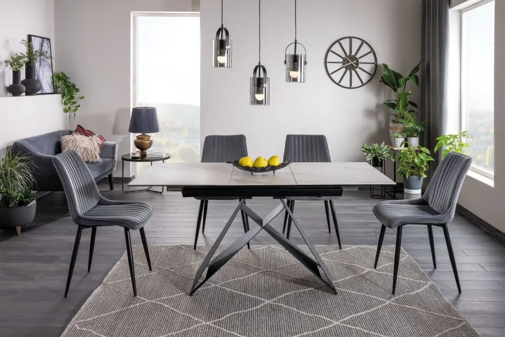 Stół rozkładany WESTIN SC 120(160)x80 biały marmur/czarny mat designerski | MIRAT. w stylu kolekcja