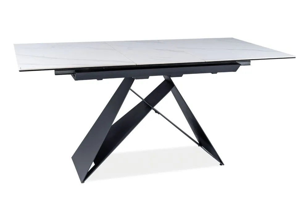Stół rozkładany WESTIN SC 120(160)x80 biały marmur/czarny mat designerski | MIRAT. w stylu kolekcja