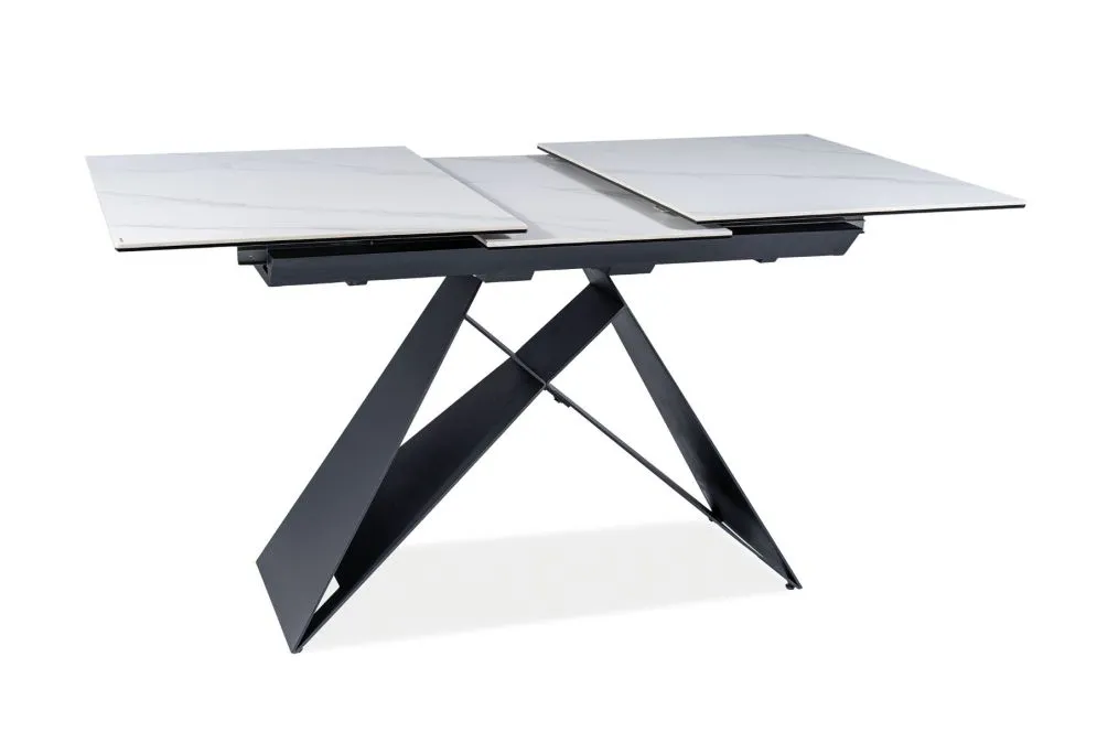 Stół rozkładany WESTIN SC 120(160)x80 biały marmur/czarny mat designerski | MIRAT. w stylu kolekcja