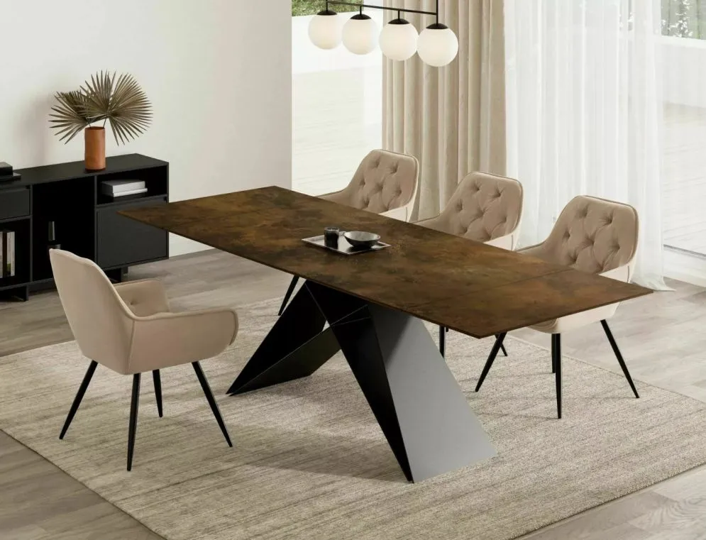 Stół rozkładany WESTIN CERAMIC 160(240)x90 brązowy mat ossido bruno 12-osobowy I sklep meblowy MIRAT. styl GLAMOUR